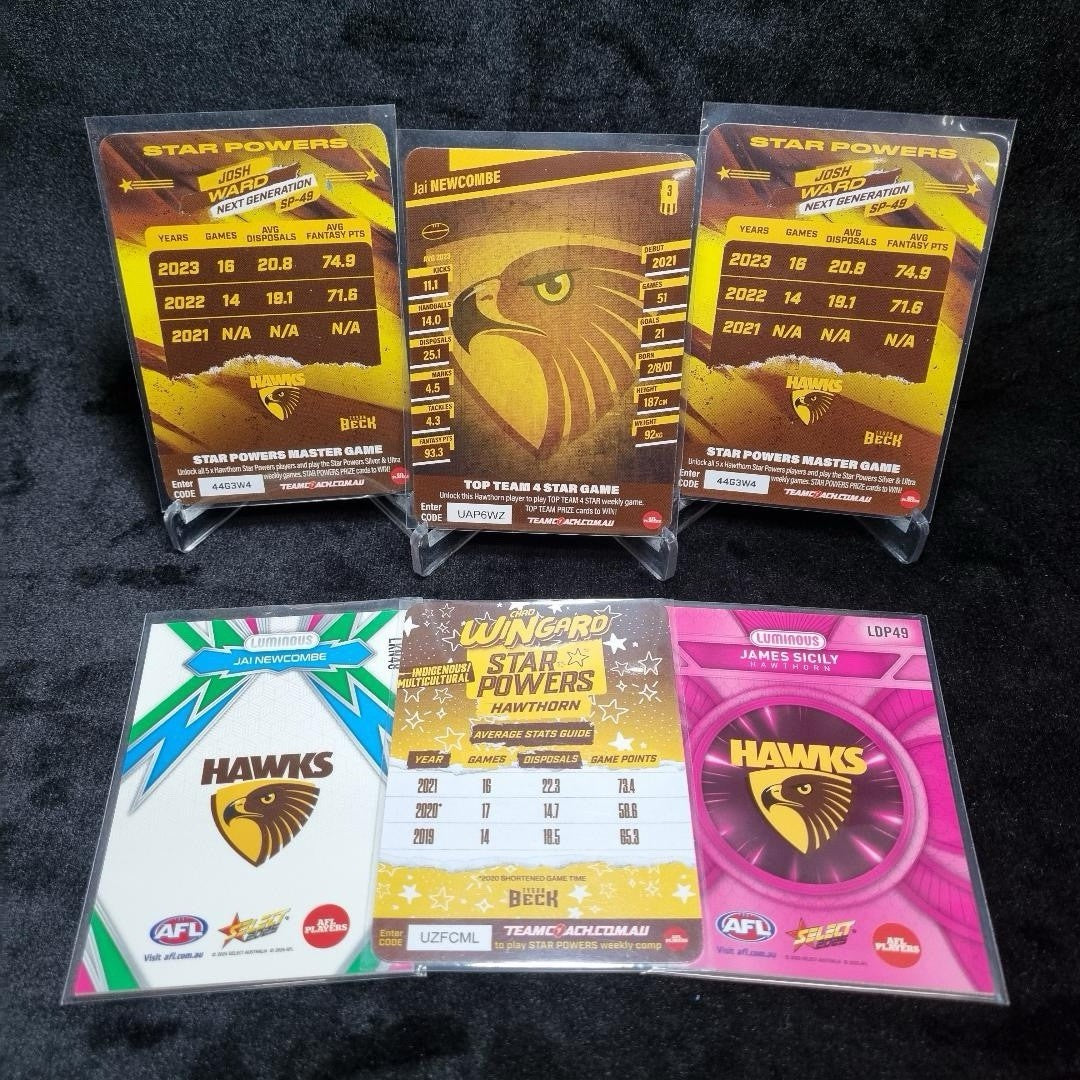 AFL Hawthorn Hawks Insert/ Numbered Card Lot X 6 Trading Cards1