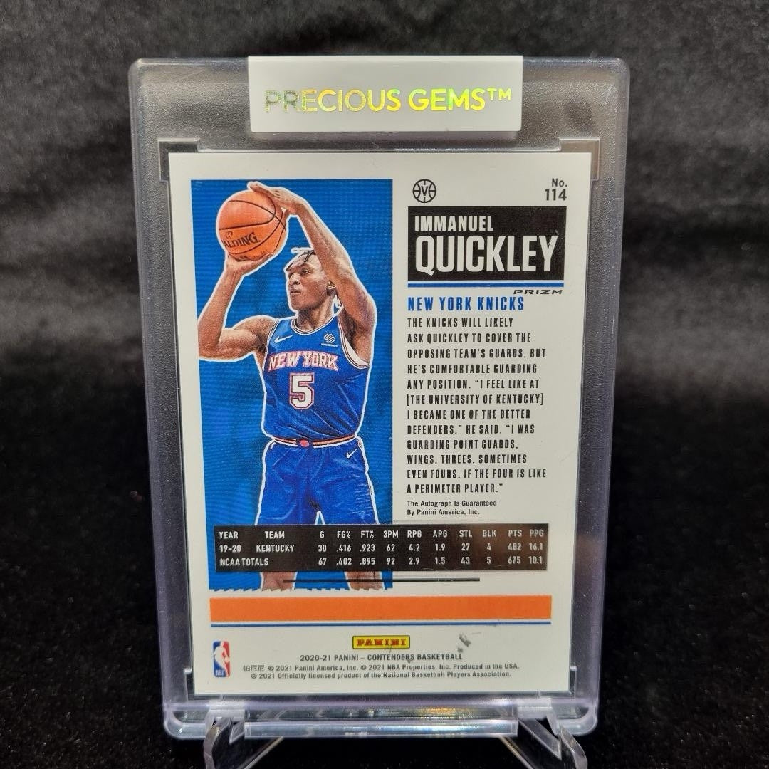 2020-21 Immanuel Quickley Rookie Holo Silver Auto Panini Contenders Ticket 1141