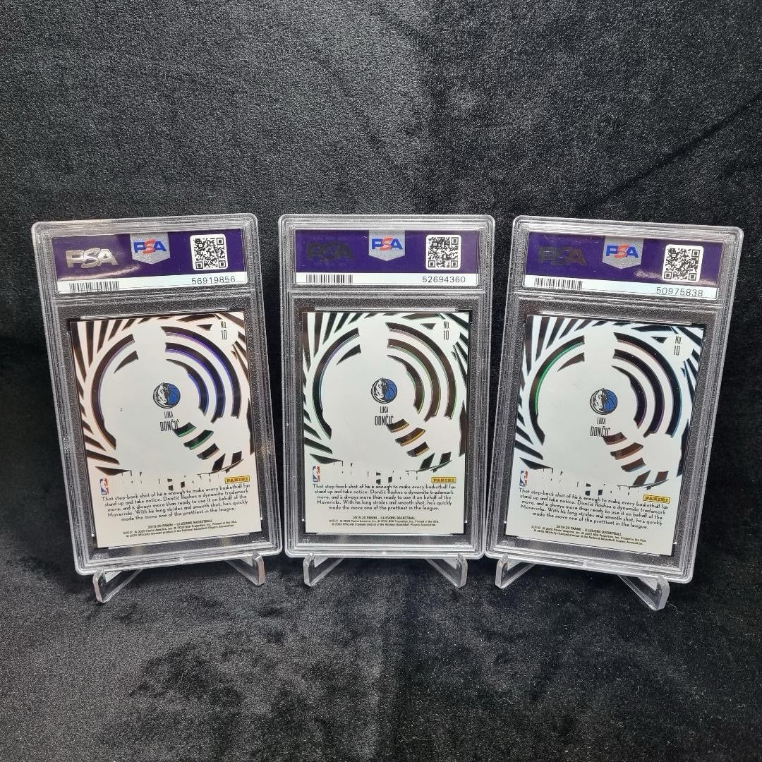 2019 NBA Luka Doncic Mystique Orange, Green & Blue PSA X 3 Bundle Panini1
