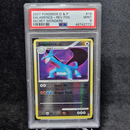2007 Pokemon Salamence Diamond & Pearl Secret Wonders Rev Foil PSA 90