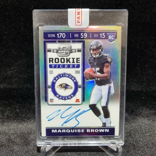 2019 Panini Sealed Marquise Brown RC Rookie Silver Auto #127 Contenders Optic0
