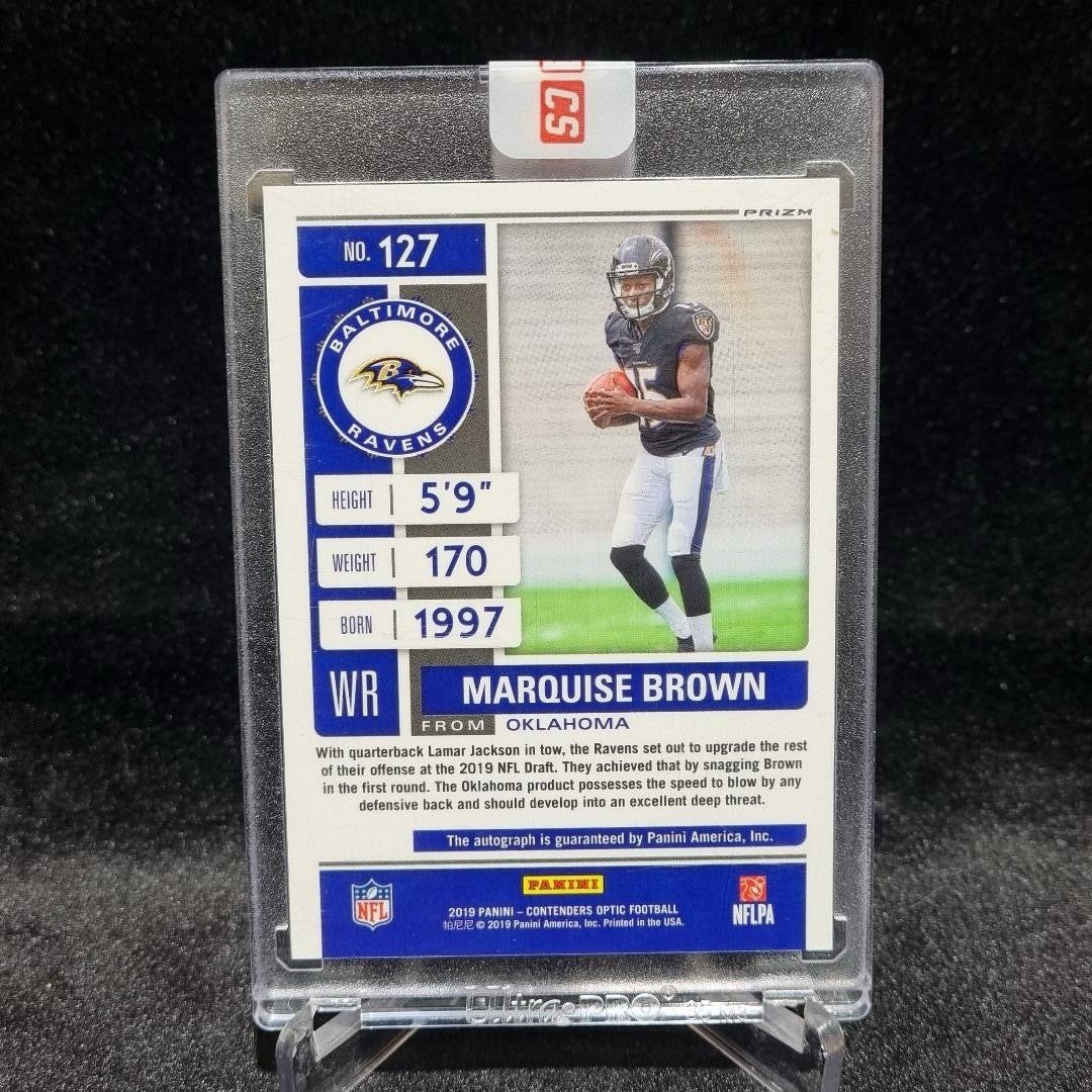 2019 Panini Sealed Marquise Brown RC Rookie Silver Auto #127 Contenders Optic1