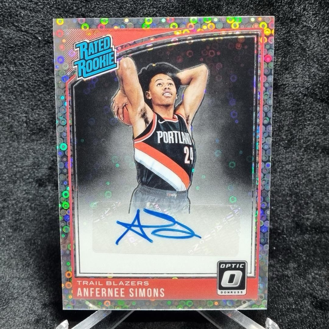 2018 NBA Donruss Optic Anfernee Simons Rated Rookie Auto Fast Break Prizm0