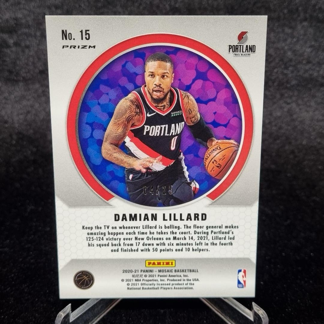 NBA Damian Lillard /25 White Mosaic Men Of Mystery 2020/21 Trail Blazers Panini1