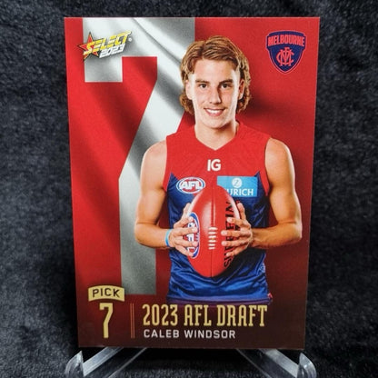 AFL 2023 Caleb Windsor Draft Pick #7 /324 Select Melbourne Demons0