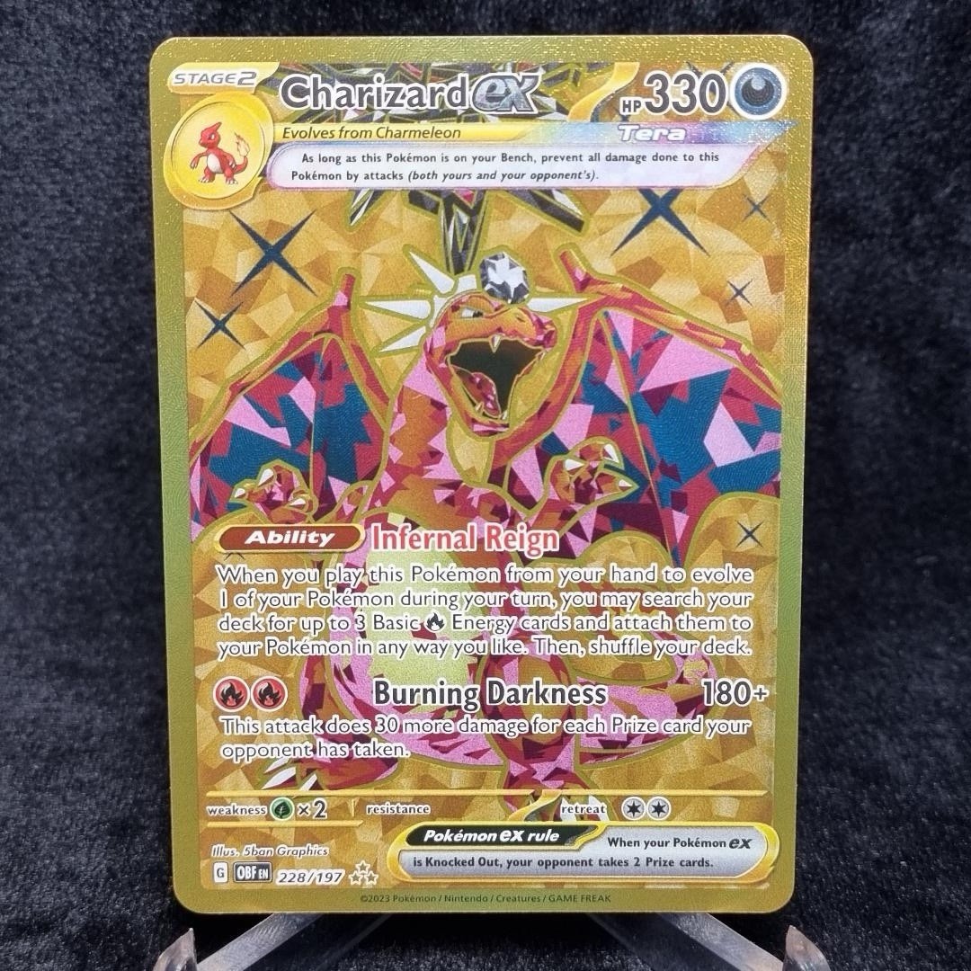 Pokémon Gold Charizard EX Obsidian Flames 228/197 Gold Hyper Rare English TCG0