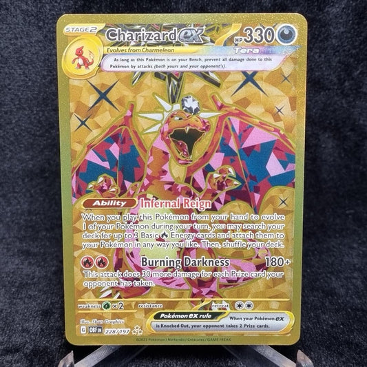 Pokémon Gold Charizard EX Obsidian Flames 228/197 Gold Hyper Rare English TCG0