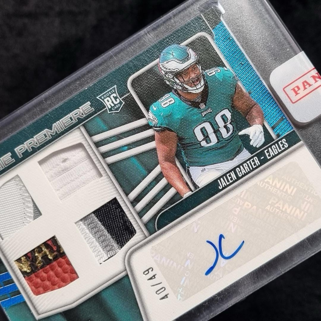 NFL Jalen Carter 2023 Panini Sealed Absolute Rookie Premiere Quad Patch Auto /494