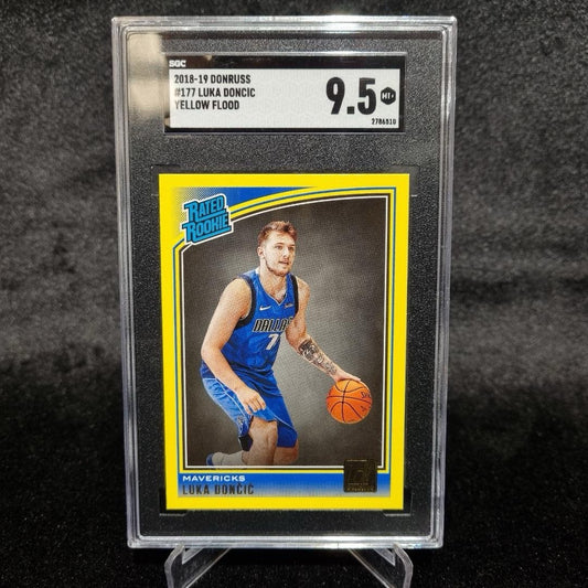 2018-2019 NBA Luka Doncic Rated Rookie Yellow SGC 9.5 Donruss Lakers Colour0