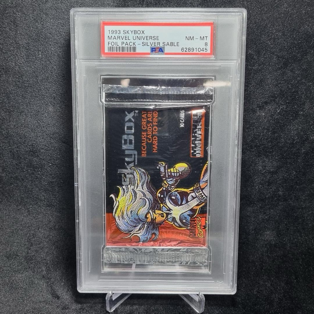 1993 Skybox Marvel Universe Foil Pack Silver Sable PSA 80