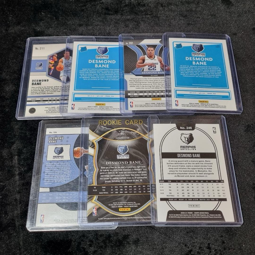NBA 2020-2021 Desmond Bane Rookie Card Bundle X 7 Panini Memphis Grizzlies1