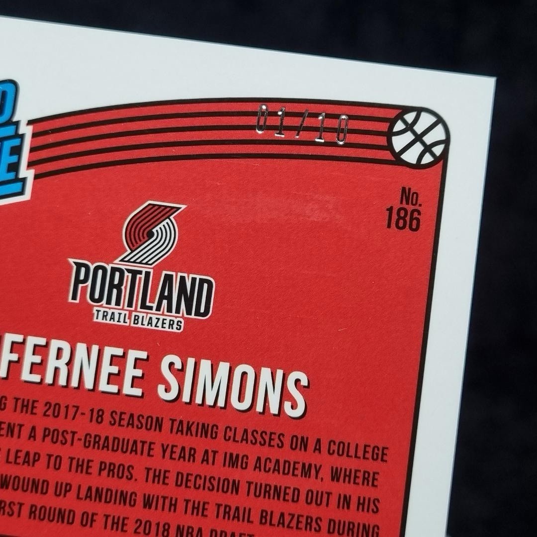 2018-19 Panini Optic Rated Rookie #186 Gold Fast Break 1/10 Anfernee Simons2