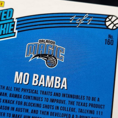 2018-19 Mo Bamba Black 1/1 Rated Rookie RC Auto #160 Donruss Optic Magic2