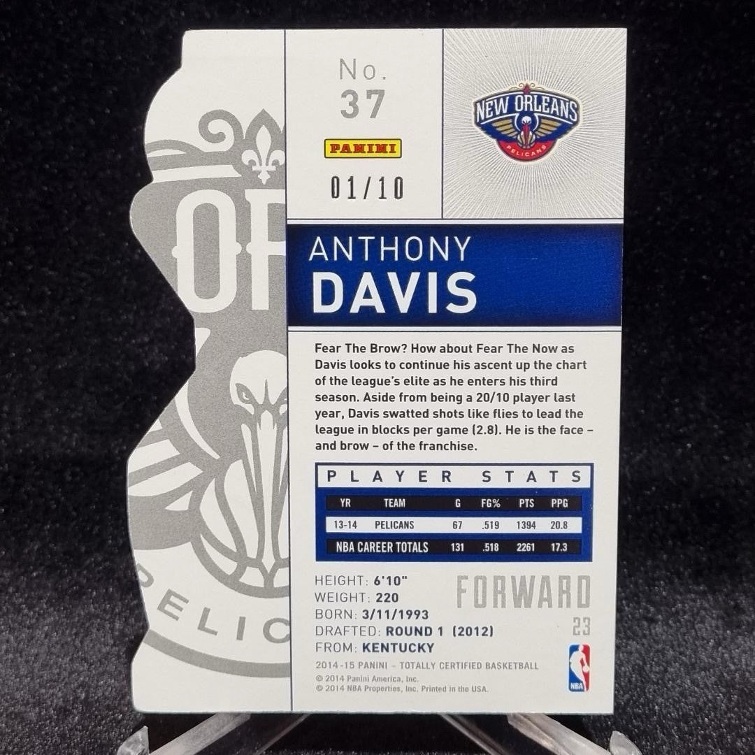 2014-15 Anthony Davis 1/10 Gold #37 Panini Totally Certified NBA Die-Cut1