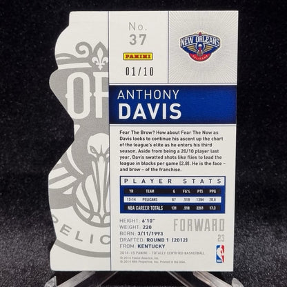 2014-15 Anthony Davis 1/10 Gold #37 Panini Totally Certified NBA Die-Cut1