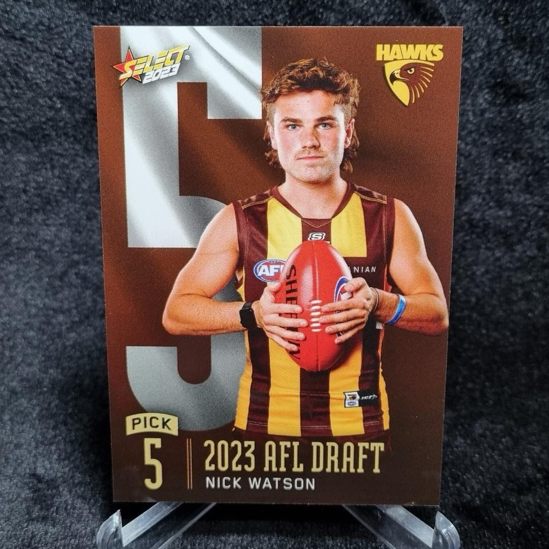 AFL 2023 Nick Watson Draft Pick #5 /357 Select Hawthorn Hawks0