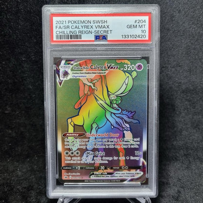 Pokemon 2021 Shadow Rider Calyrex VMAX 204/198 SR Chilling Reign GEM MT PSA 100