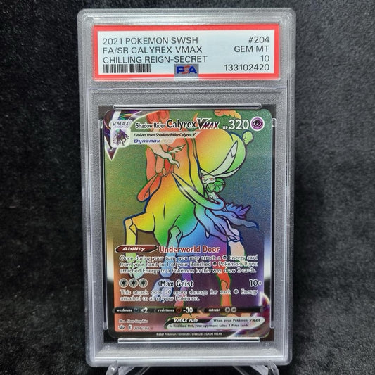 Pokemon 2021 Shadow Rider Calyrex VMAX 204/198 SR Chilling Reign GEM MT PSA 100