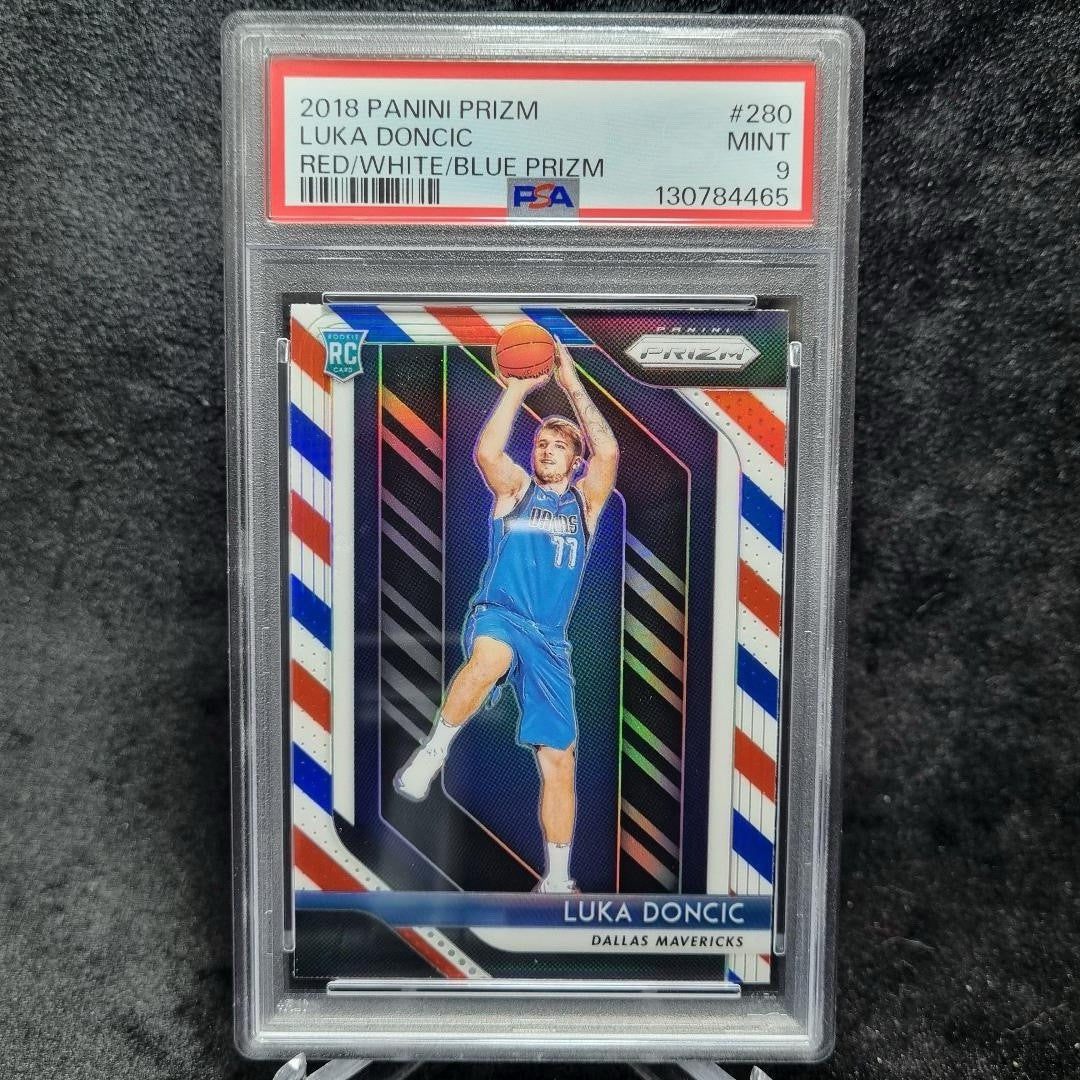 2018-19 Prizm Luka Doncic Rookie Red White & Blue Prizms #280 RC PSA 9 Mint0