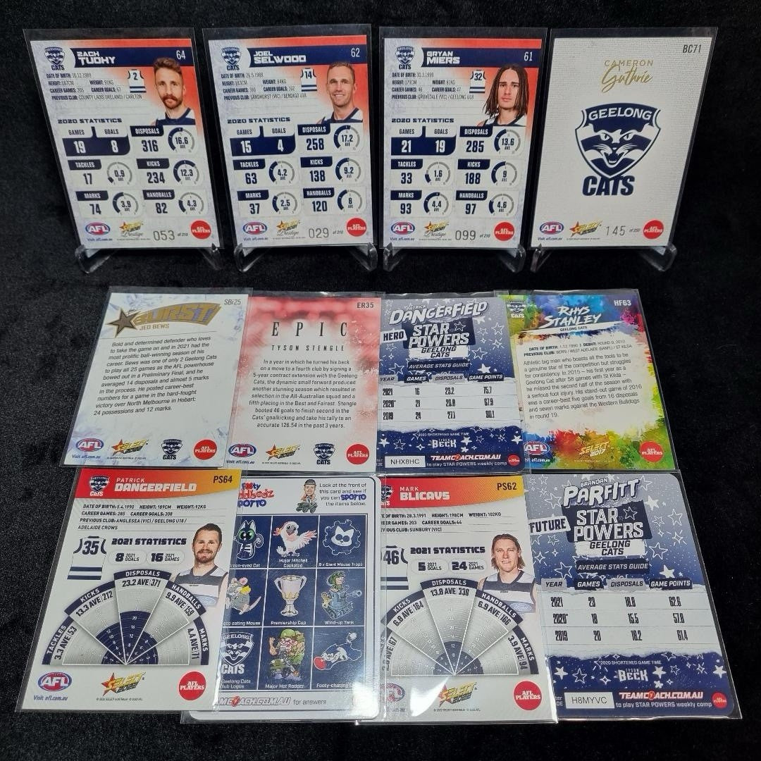 AFL Geelong Cats Insert/ Numbered Card Lot X 12 Trading Cards1