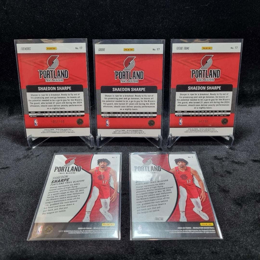 NBA Shaedon Sharpe Rainbow/ Numbered Card Lot X 5 Panini Revolution 1