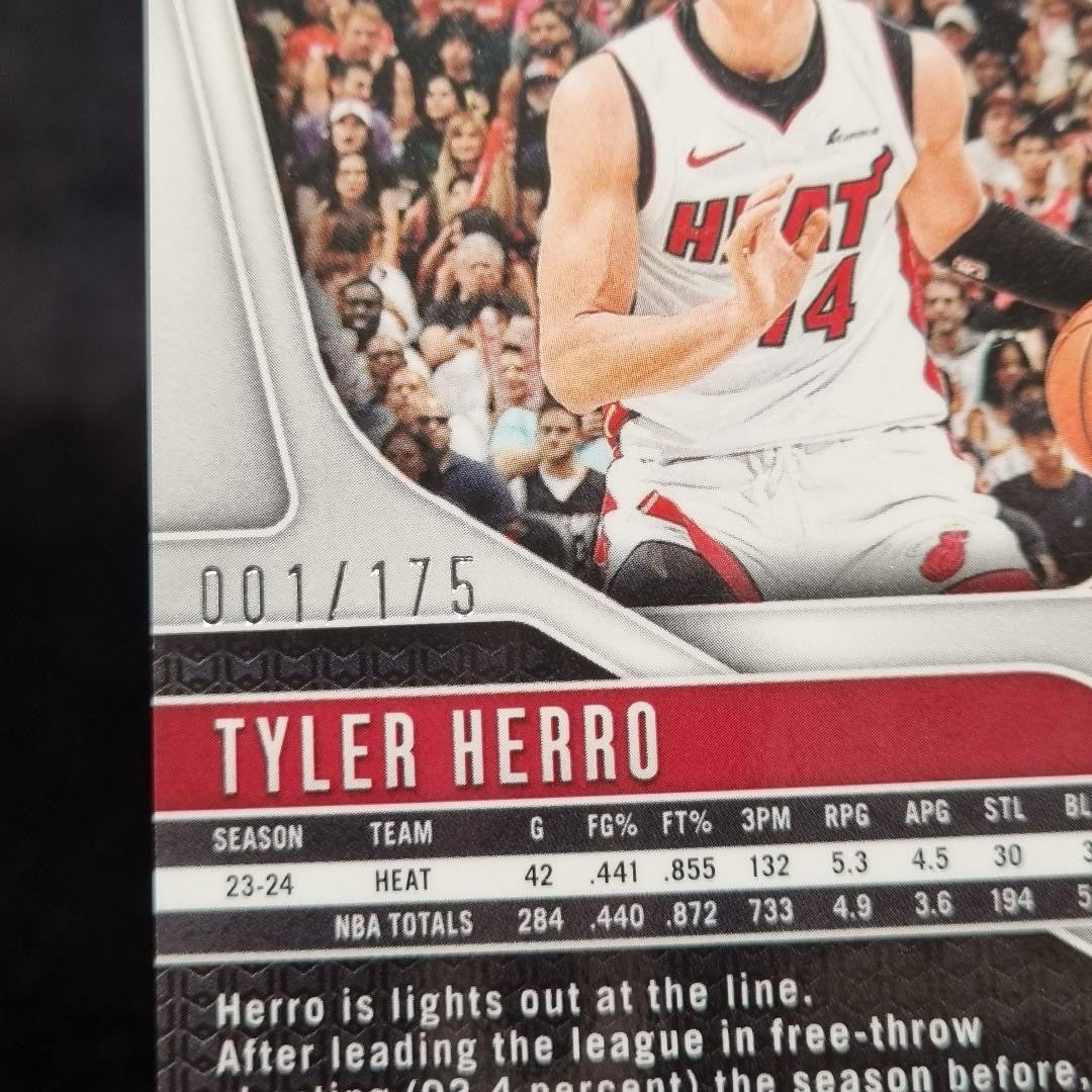 NBA 2024-25 Tyler Herro 1/175 Panini White Prizm #98 First Print Numbered2