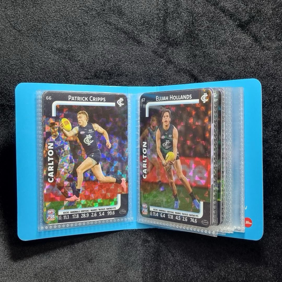 AFL 2025 Pocket Album Carlton Blues Ft Patrick Cripps Cards Team Coach Game Card1