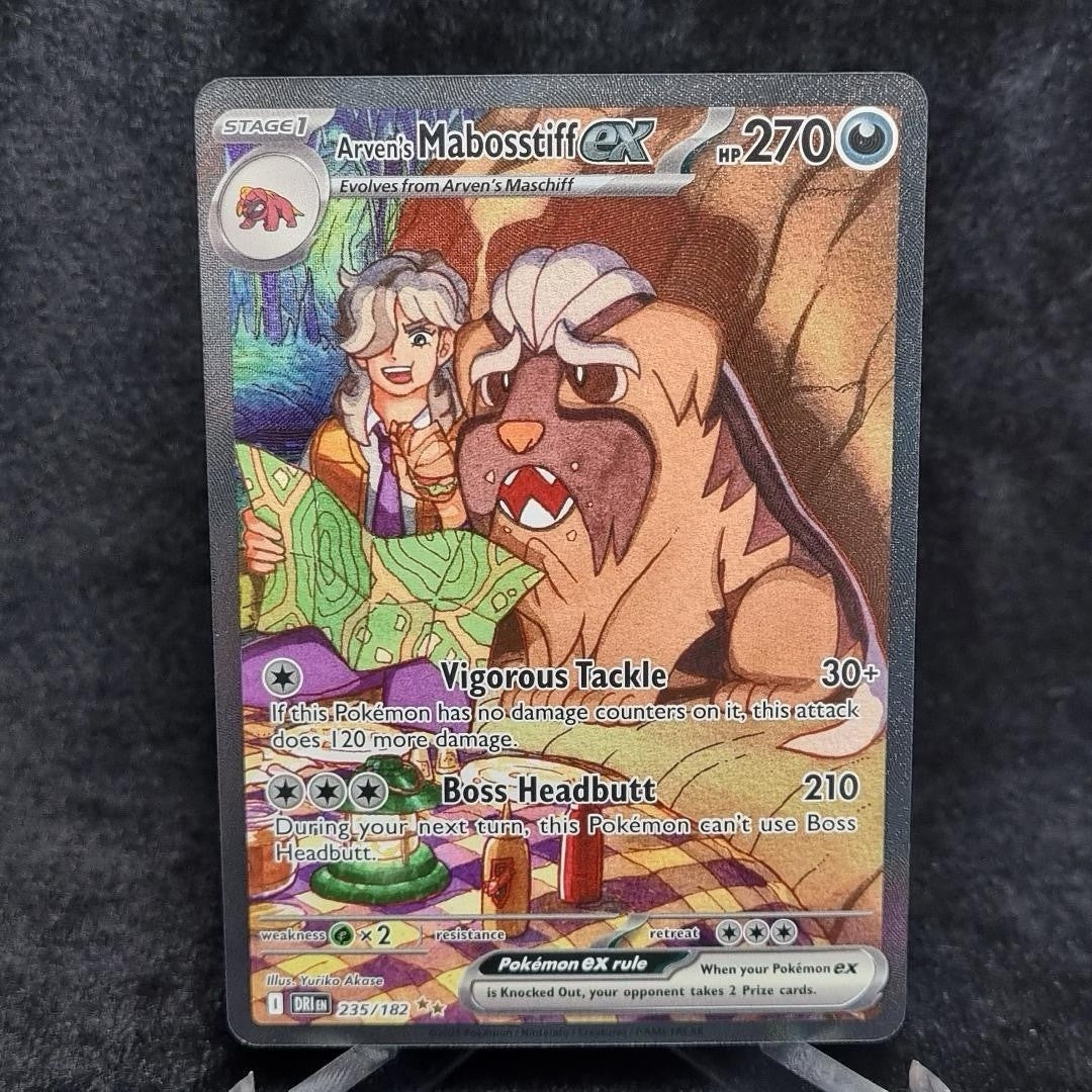Pokémon Arven's Mabosstiff ex 235/182 DRI Destined Rivals Holo TCG English0