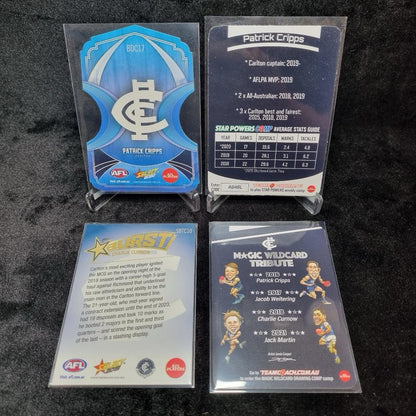 AFL Carlton Blues Insert/ Numbered Card Lot X 4 Trading Cards1