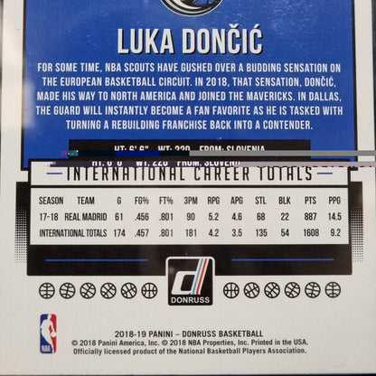 2018-2019 NBA Luka Doncic Rated Rookie Yellow SGC 9.5 Donruss Lakers Colour3