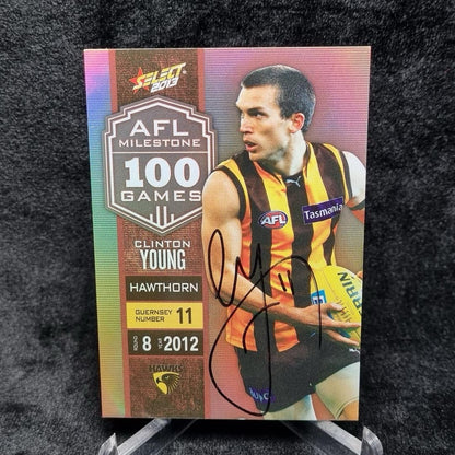 AFL Clinton Young Hand Signed Autograph Card 2013 Select Hawthorn Hawks MG430