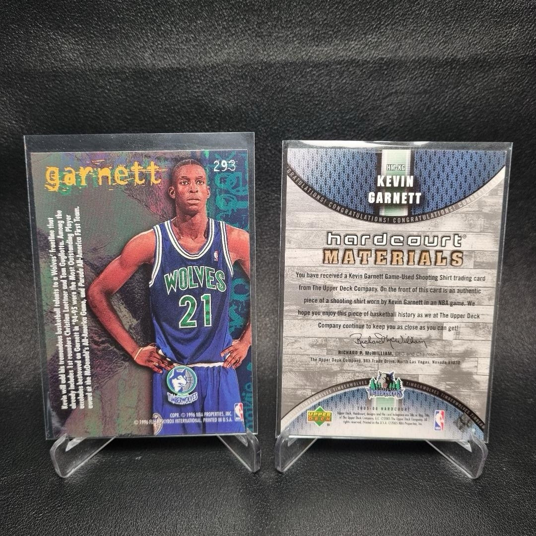 NBA Kevin Garnett Rookie And Game-Used Memorabilia Card Bundle X 2 1996-20061
