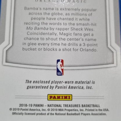 2018-19 Panini National Treasures Rookie Materials Prime /25 Mo Bamba #RM-MBB RC4