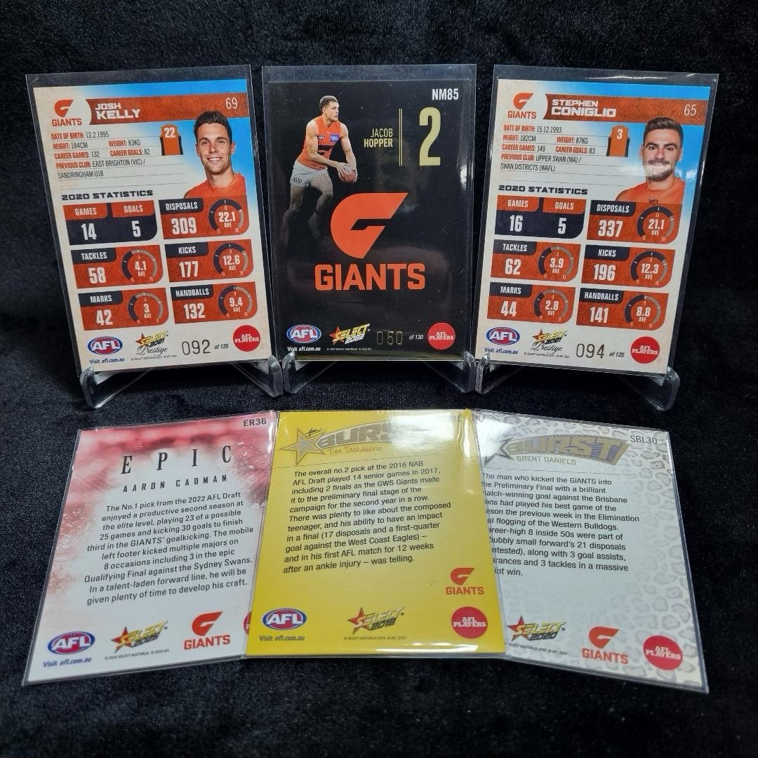 AFL GWS Giants Insert/ Numbered Card Lot X 6 Trading Cards1