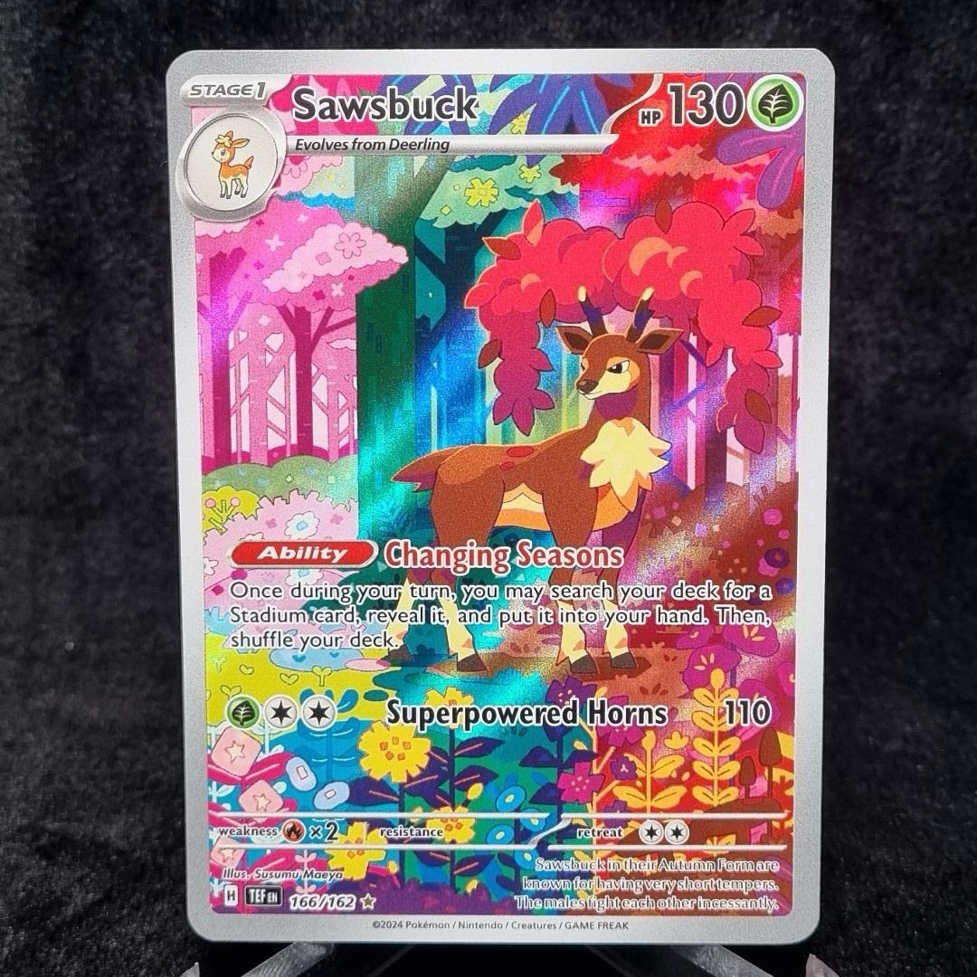 Pokémon Sawsbuck 166/162 SV05 Temporal Forces Illustration Rare TCG English0