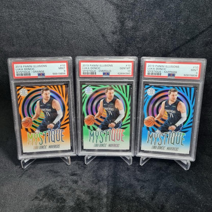 2019 NBA Luka Doncic Mystique Orange, Green & Blue PSA X 3 Bundle Panini0