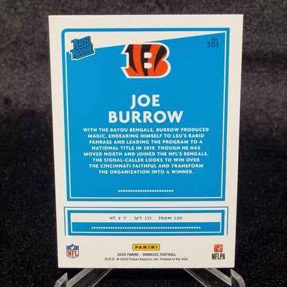 Joe Burrow 2020 Panini Donruss Rated Rookie RC Bengals #3011
