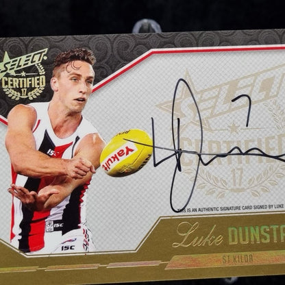 AFL Select 2017 Luke Dunstan Certified Signature Card SCS29 /2402