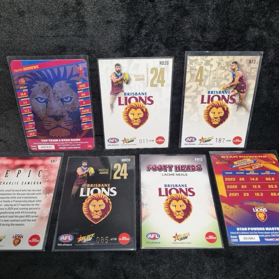 AFL Brisbane Lions Inserts/ Numbered Card Lot X 26 Aussie Rules Premiers 8