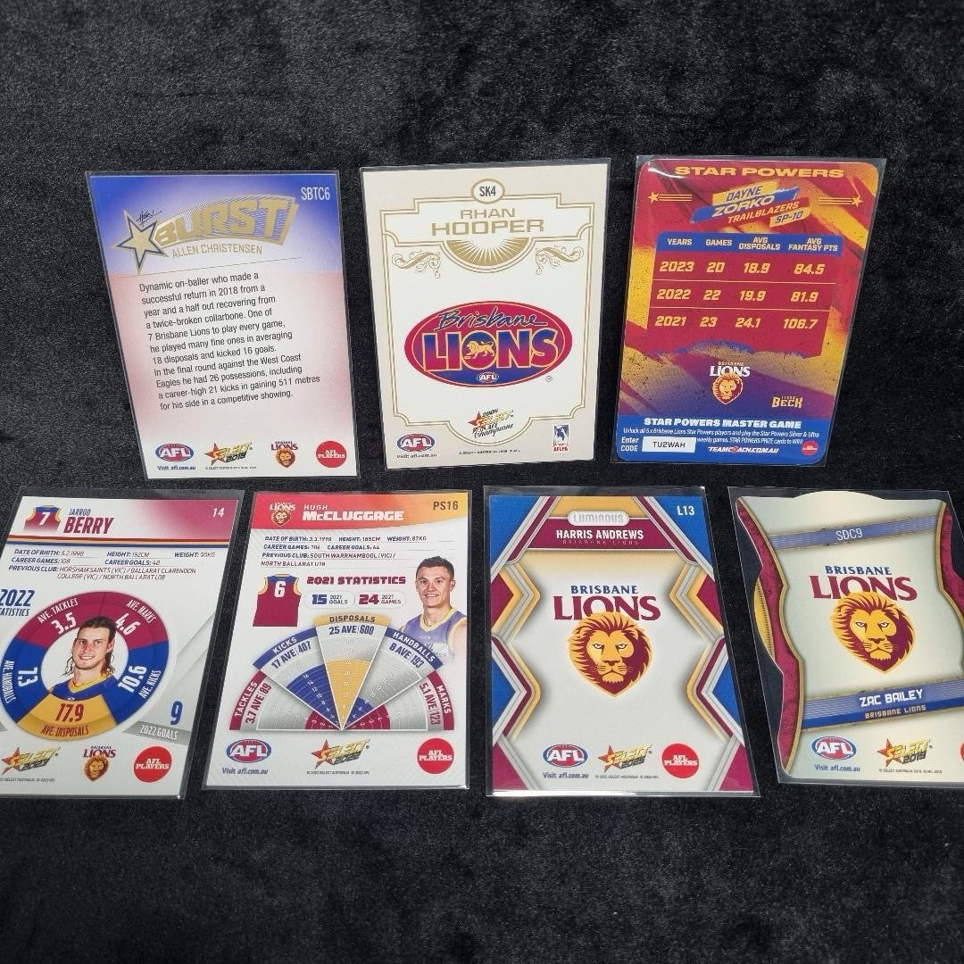 AFL Brisbane Lions Inserts/ Numbered Card Lot X 26 Aussie Rules Premiers 6