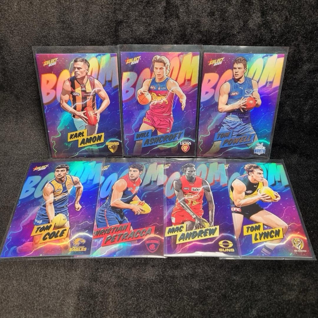 AFL Select 2025 BOOM Inserts /360 TCG Card Lot X 7 Aussie Rules Inserts0