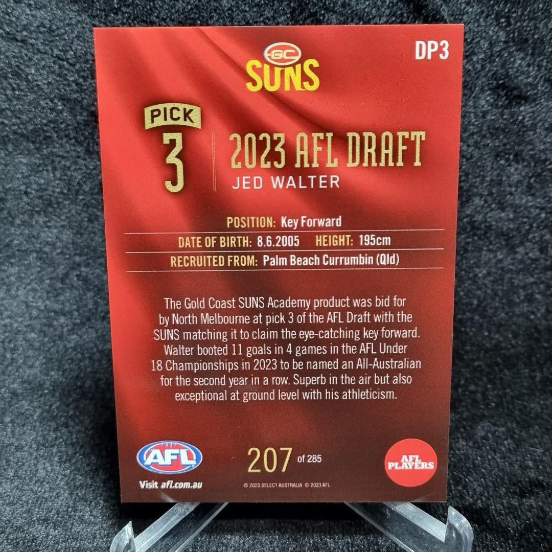 AFL 2023 Jed Walter Draft Pick #3 /285 Select Gold Coast Suns1