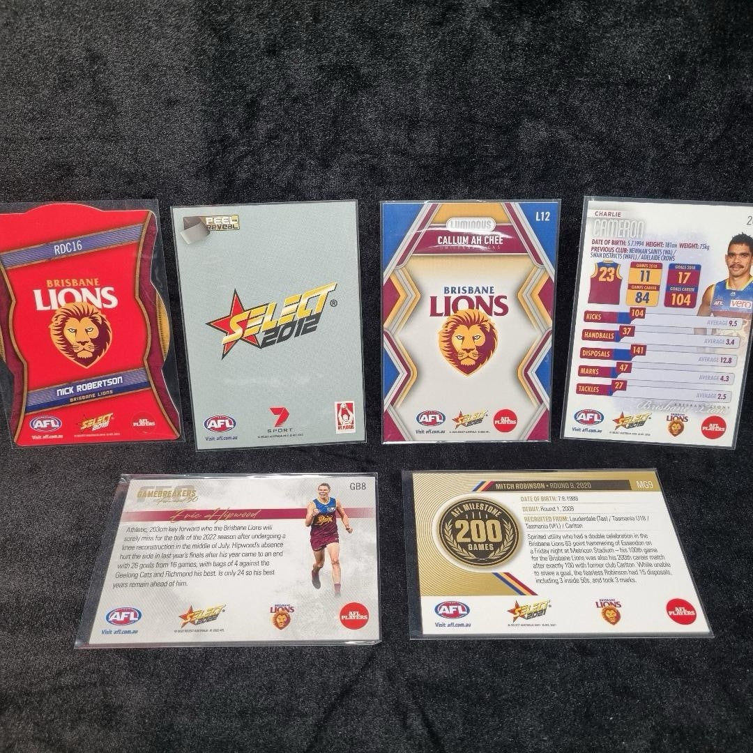 AFL Brisbane Lions Inserts/ Numbered Card Lot X 26 Aussie Rules Premiers 2