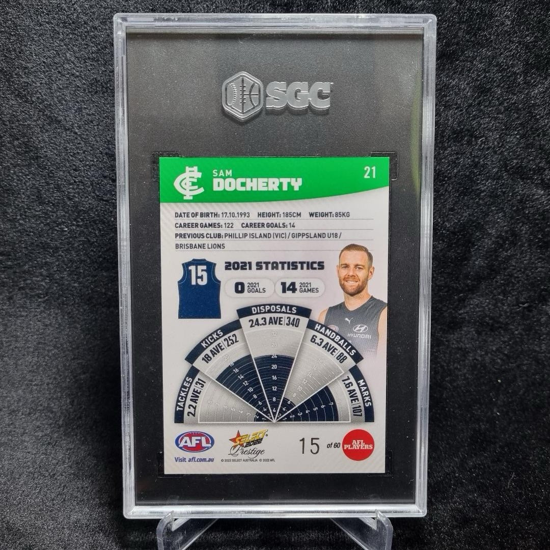 AFL Sam Docherty 2022 Green /60 SGC 10 Carlton Blues1