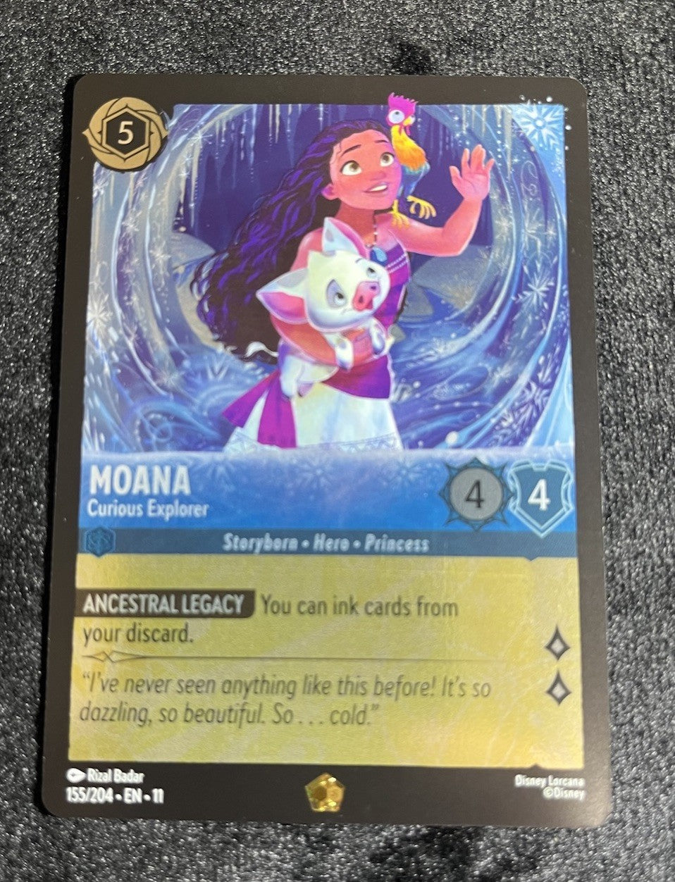 Lorcana Moana - Curious Explorer Legendary Winterspell 155/204 Cold Foil0