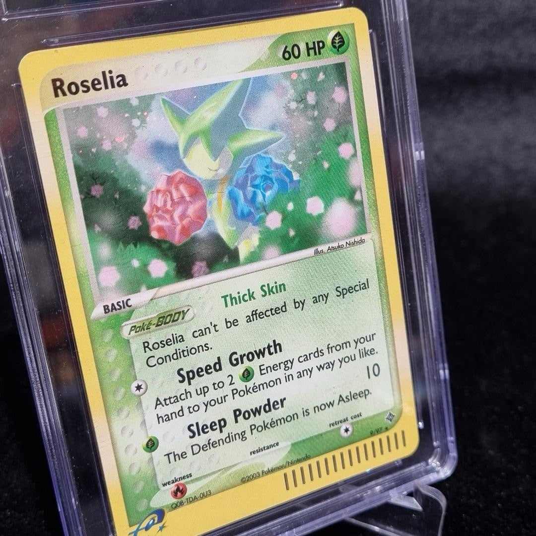 CGC 9 Mint Roselia 2003 EX Dragon 9/97 Reverse Holo **ERROR** Slab Pokemon Card2