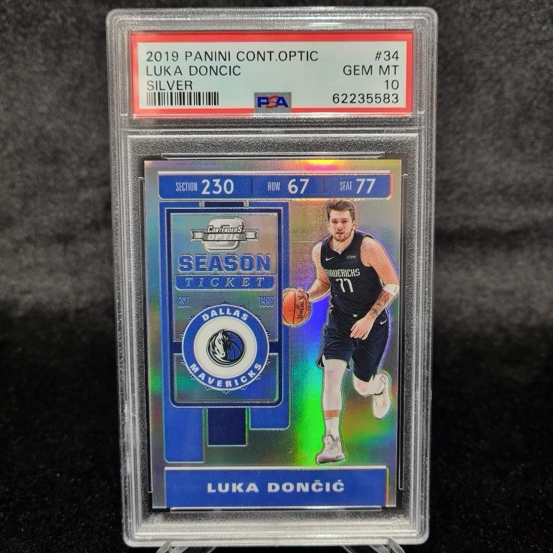 2019-20 Luka Doncic Silver PSA 10 Gem Mint 2nd Year Panini Contenders Optic #340