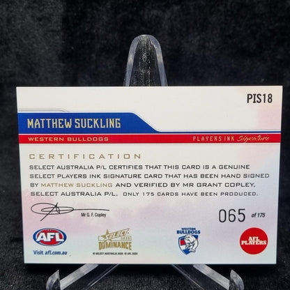 AFL Select Dominance 2020 MATTHEW SUCKLING /175 Signature Western Bulldogs FC1