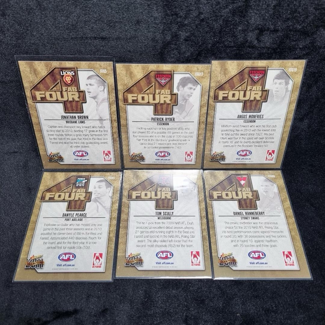 AFL 2011 Select Champions Gold Fab Four Card Lot X 6 Aussie Rules1
