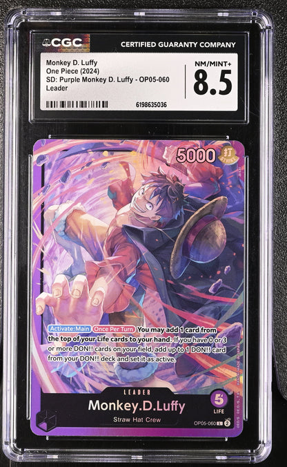 Monkey D. Luffy OP05-060 Sd: Purple Monkey D. Luffy One Piece CGC 8.5 Nm/Mint+